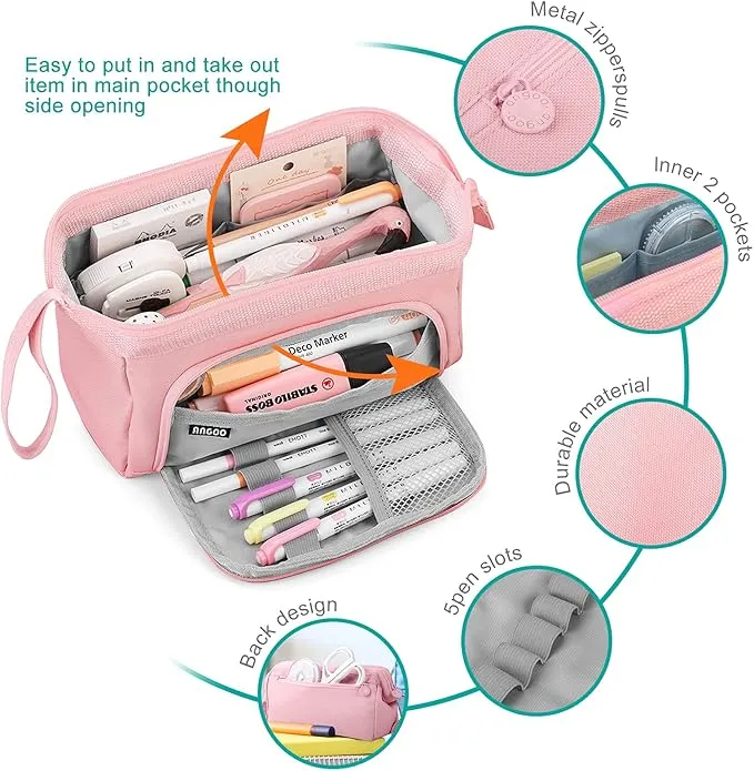 Mamowla Large Pencil Cases for Girls Super Big Pencil Case for Women Zipper Smoothy Pen Case Pouch Holder Stationery Organizer Duarable School Pencil Cases