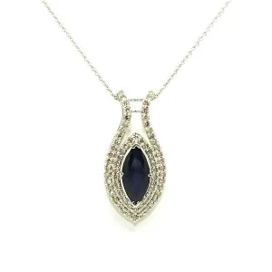 Marquee Blue Sapphire & Diamonds Pendant - Double Cluster - AD No. 1015