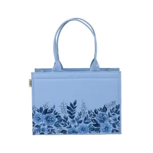 Medium Mimi - Floral Printed Sky Blue Tote Bag