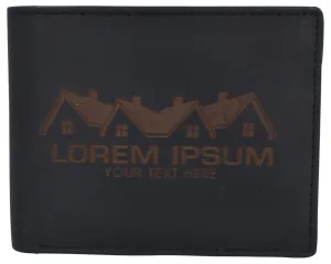 Mens Genuine Leather Real Estate Logo RFID Bifold Wallet Gift Promo /53HTC Real Estate