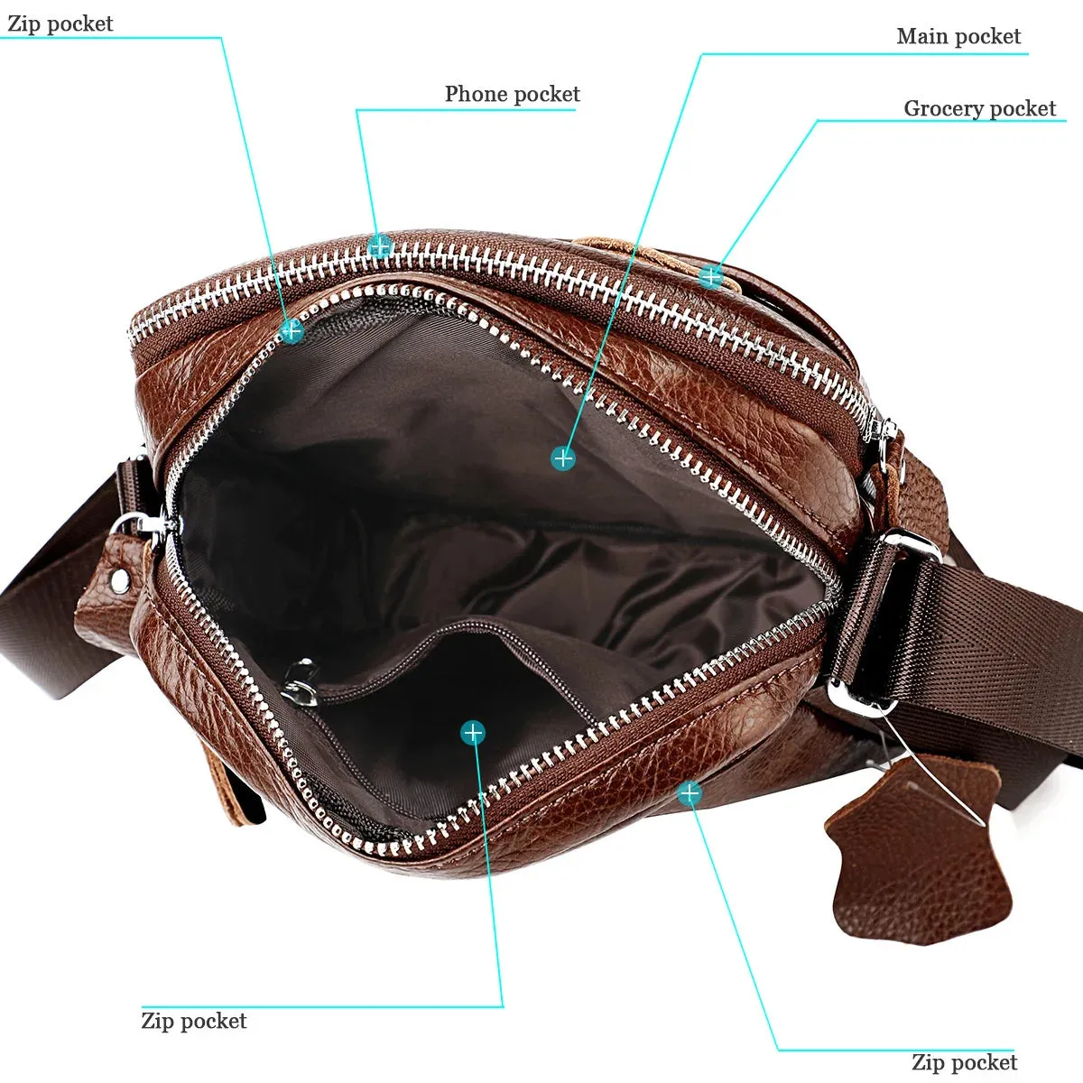 Men's Square-Shaped Messenger Bag: Crossbody Leather Shoulder Bag for Outdoor Adventures
