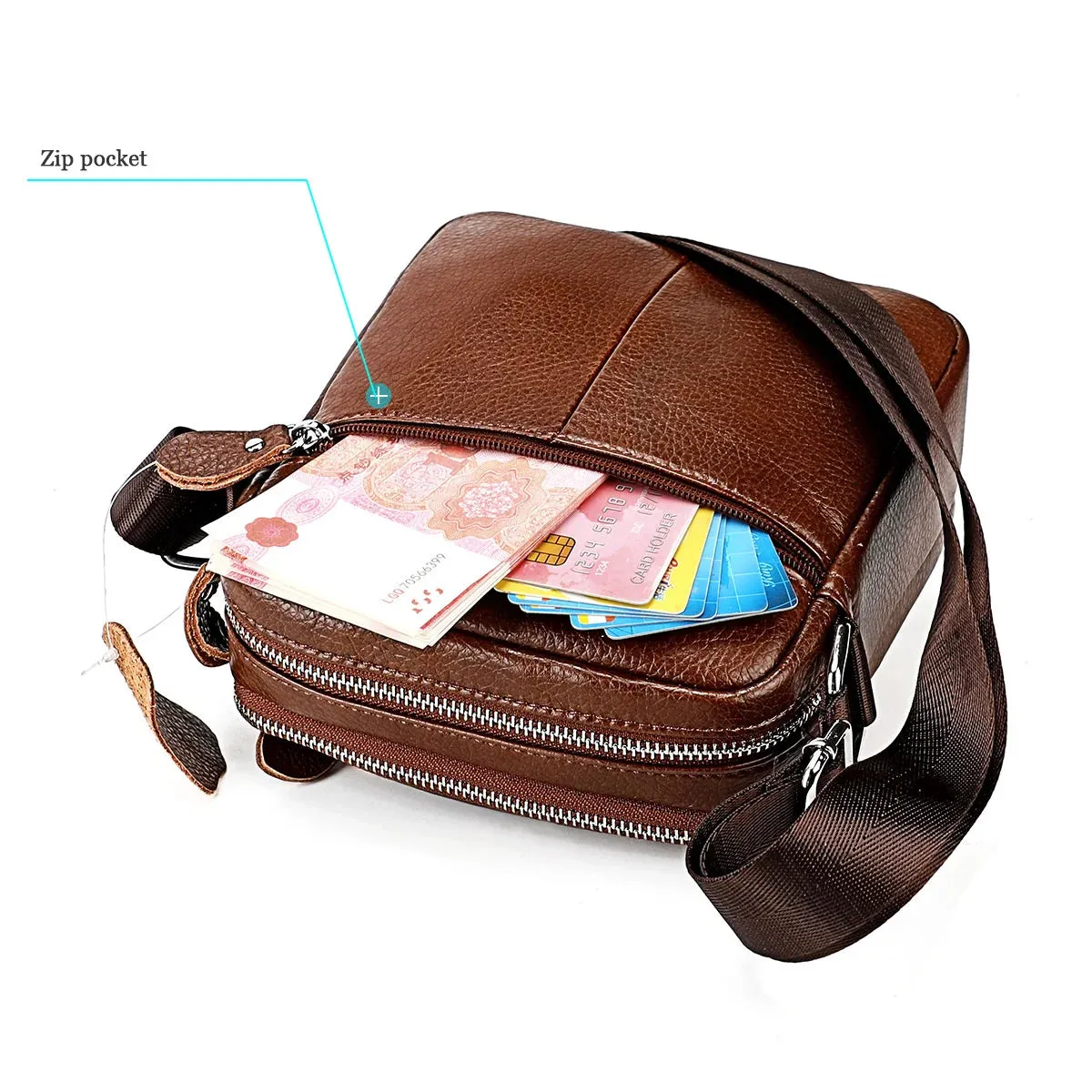 Men's Square-Shaped Messenger Bag: Crossbody Leather Shoulder Bag for Outdoor Adventures