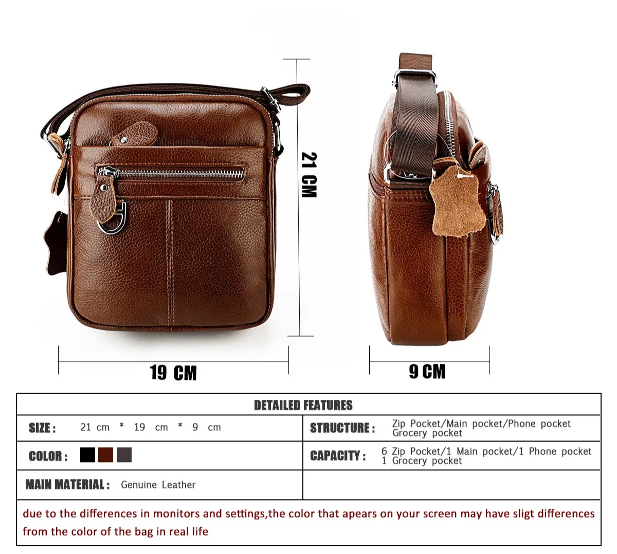 Men's Square-Shaped Messenger Bag: Crossbody Leather Shoulder Bag for Outdoor Adventures