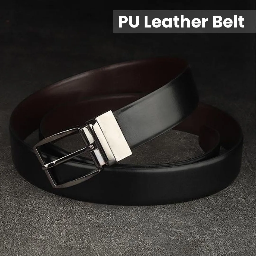Mens Utility Gift : Leather Belt, Wallet, Flask Bottle & Ferrero Rocher
