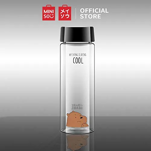 MINISO We Bare Bears Grizzly Plastic Bottle Leak Proof PP Lid Bottle for Kids Adults, 540ml