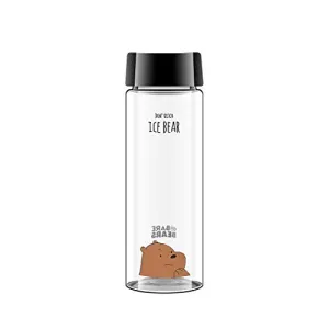 MINISO We Bare Bears Grizzly Plastic Bottle Leak Proof PP Lid Bottle for Kids Adults, 540ml
