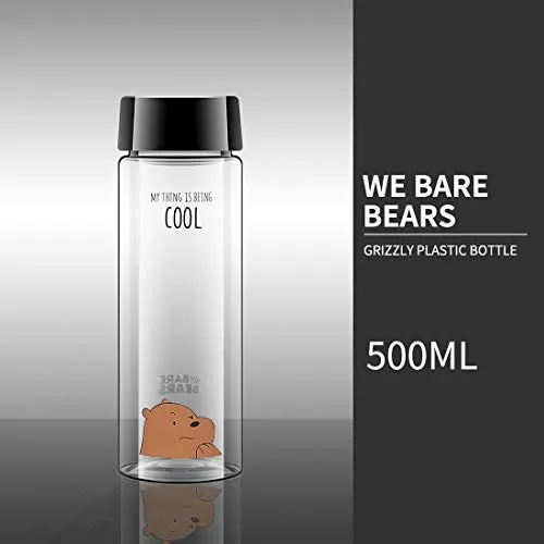 MINISO We Bare Bears Grizzly Plastic Bottle Leak Proof PP Lid Bottle for Kids Adults, 540ml