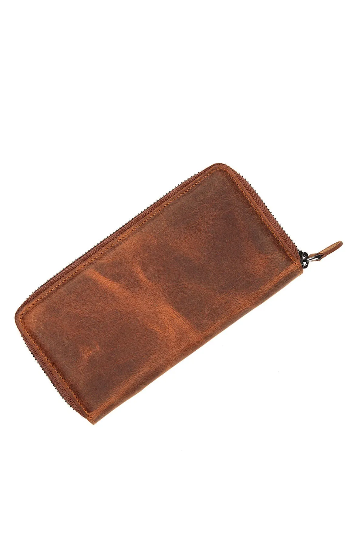 Mink Zip-Around Leather Wallet