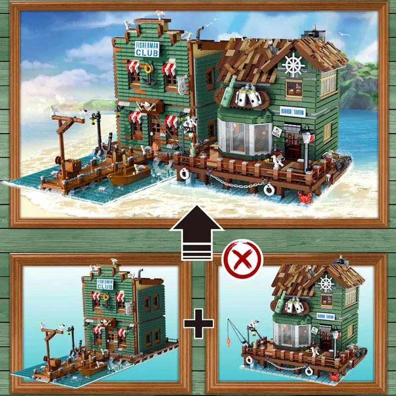 MOC City Street Expert Fisherman Club House Bricks Toy 30107