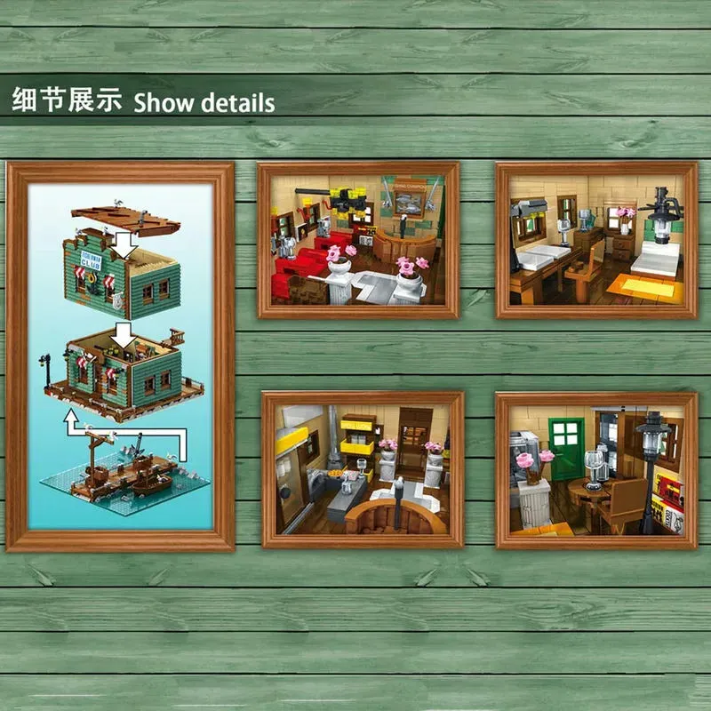 MOC City Street Expert Fisherman Club House Bricks Toy 30107