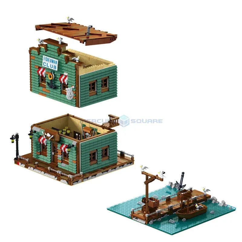 MOC City Street Expert Fisherman Club House Bricks Toy 30107
