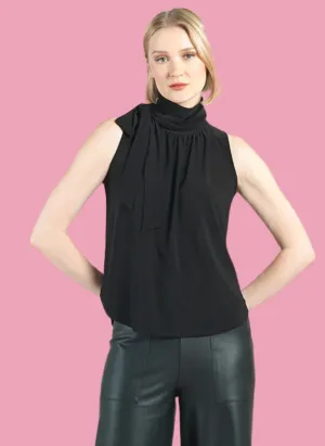 Mock Neck-Tie Top