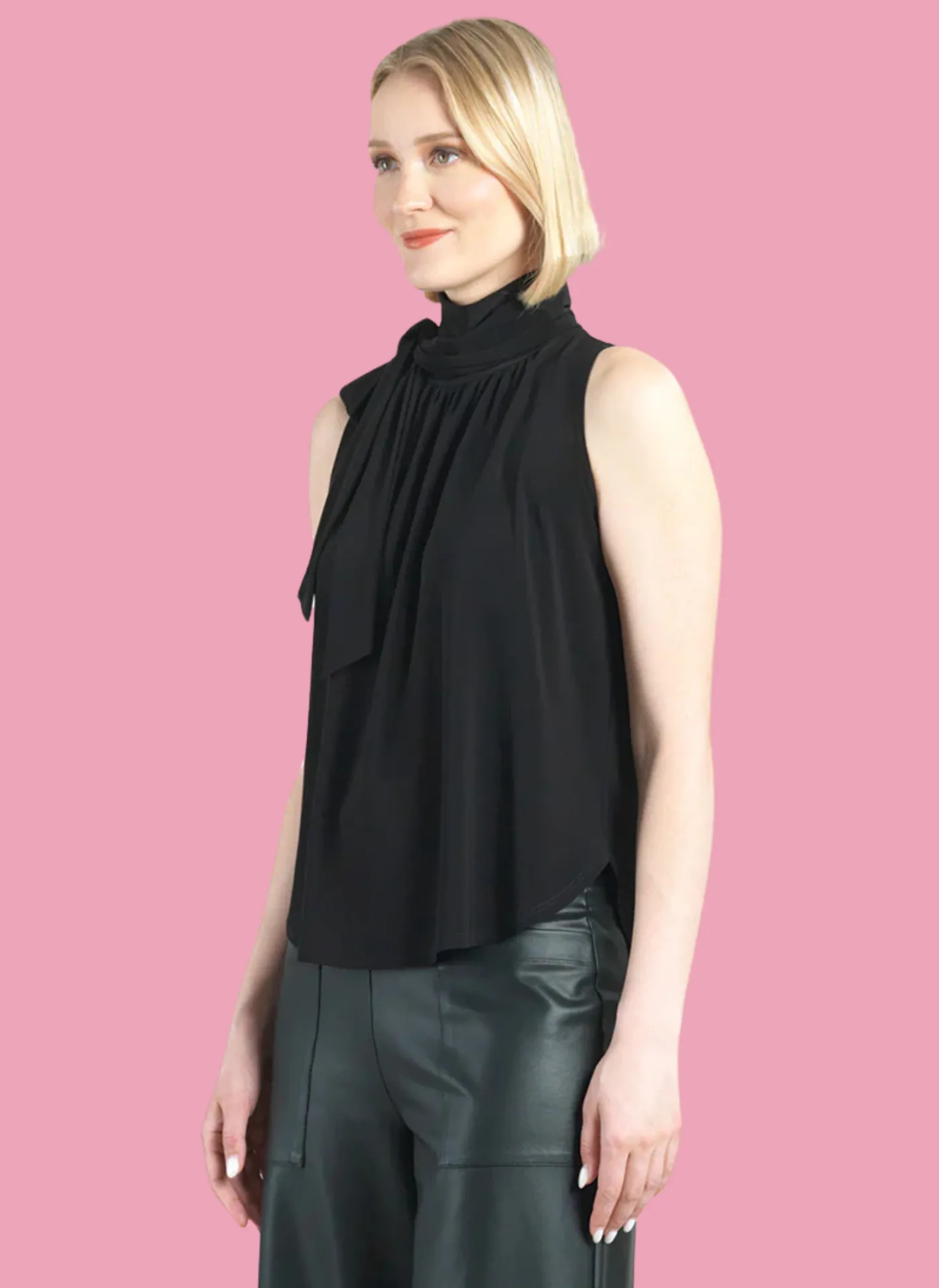 Mock Neck-Tie Top