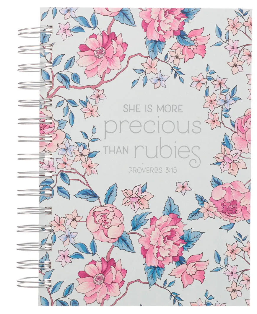 More Precious than Rubies Pink Floral Journal- Proverbs 5:13