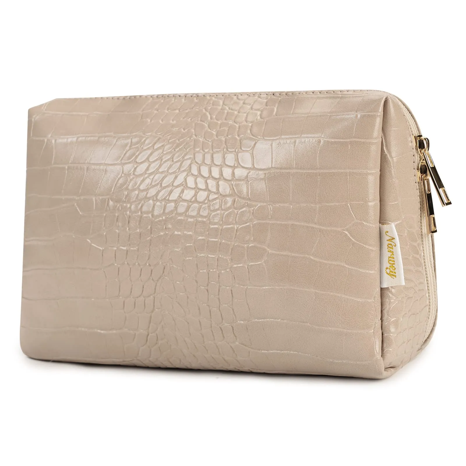 NARWEY Crocodile Grain PU Leather Makeup Bag For Women