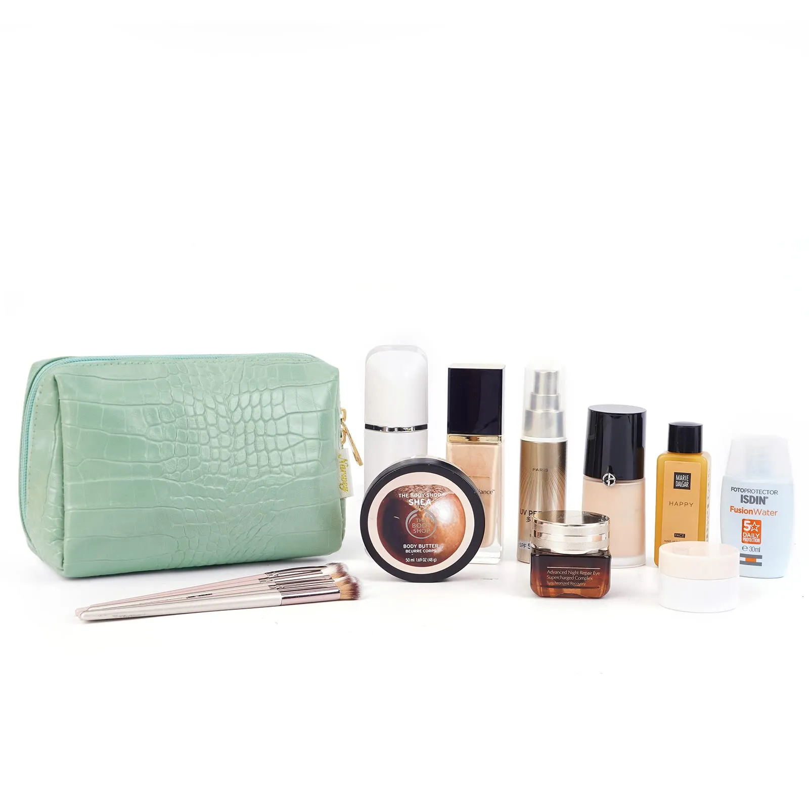 NARWEY Crocodile Grain PU Leather Makeup Bag For Women