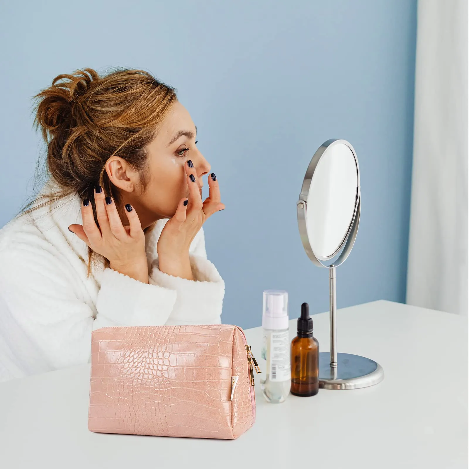NARWEY Crocodile Grain PU Leather Makeup Bag For Women