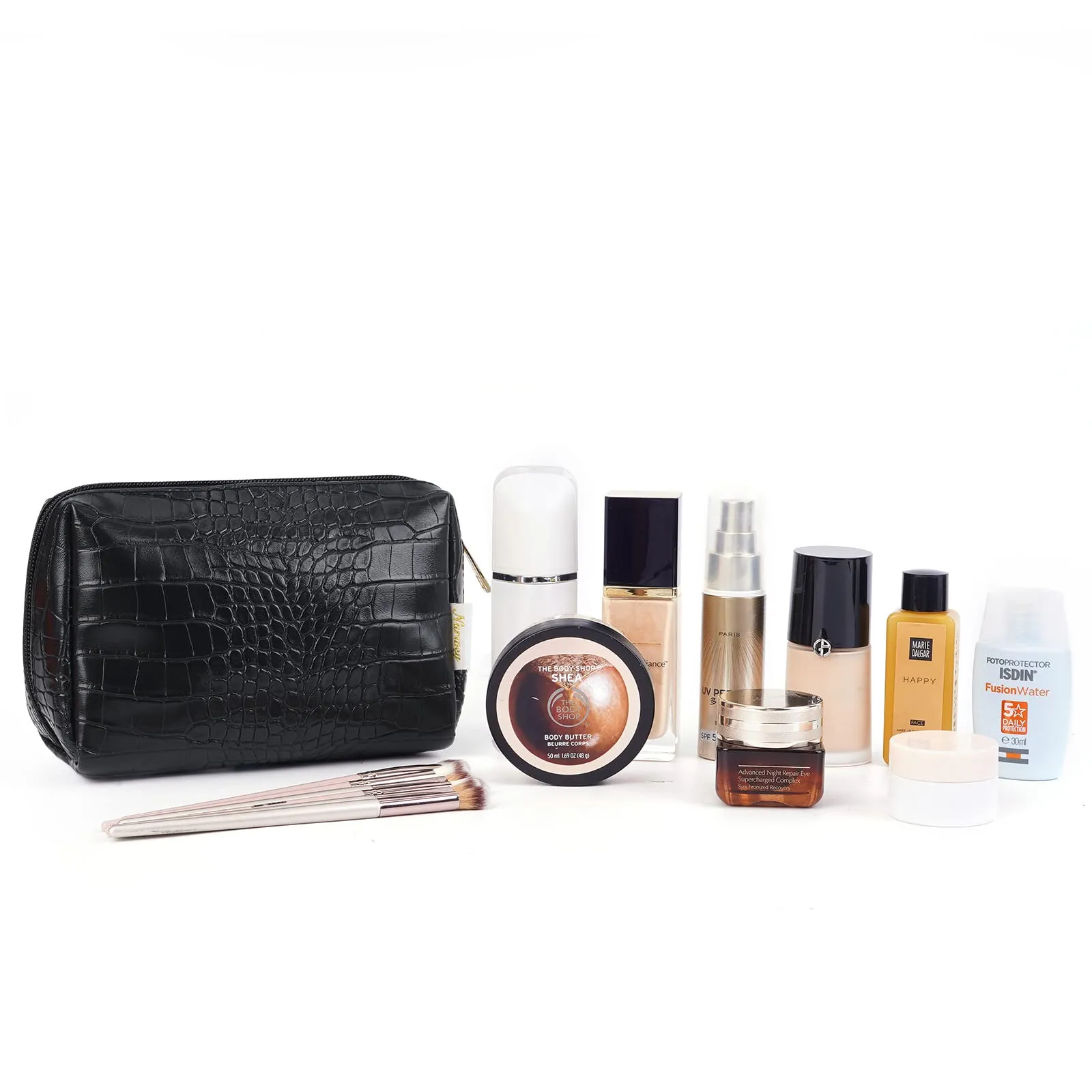 NARWEY Crocodile Grain PU Leather Makeup Bag For Women