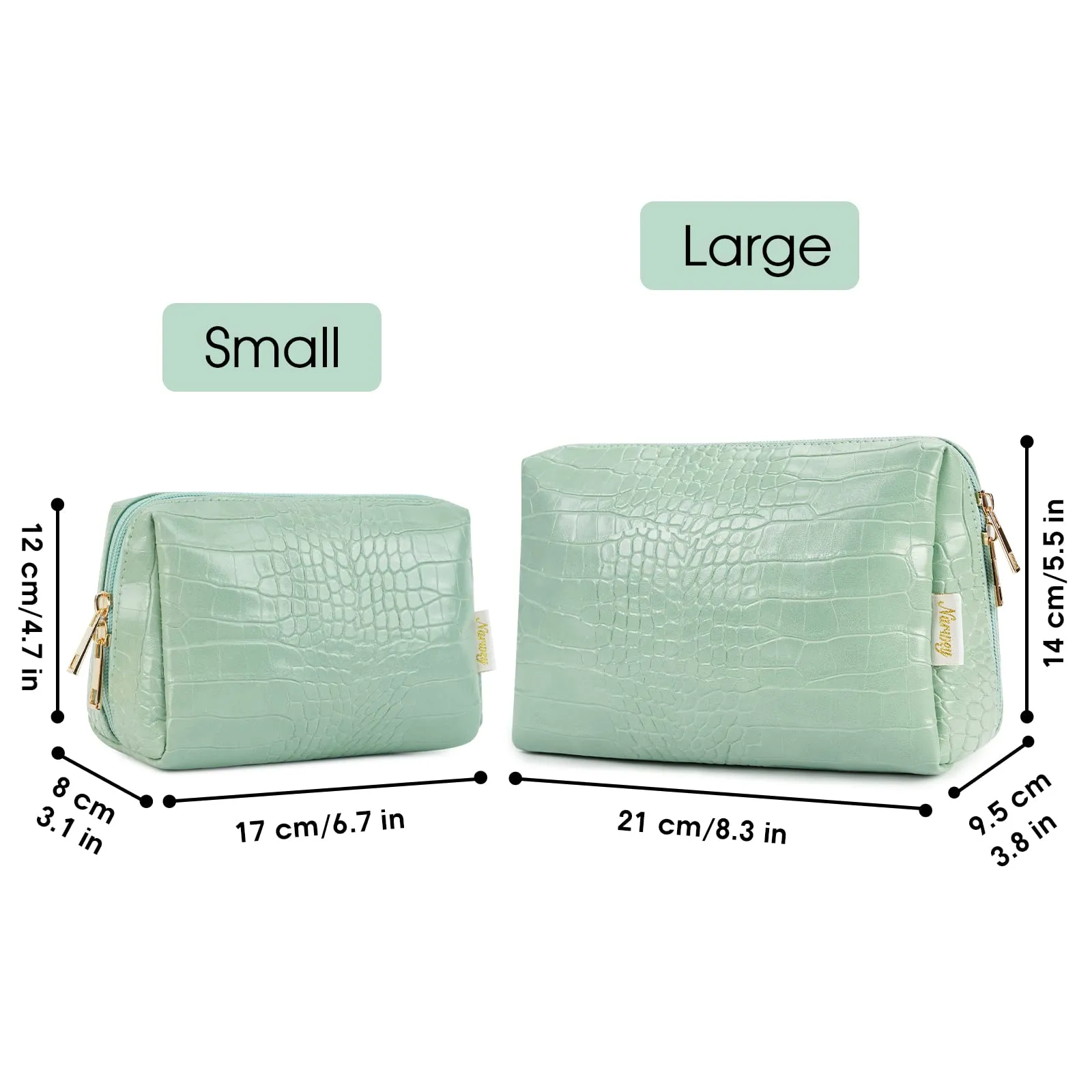 NARWEY Crocodile Grain PU Leather Makeup Bag For Women