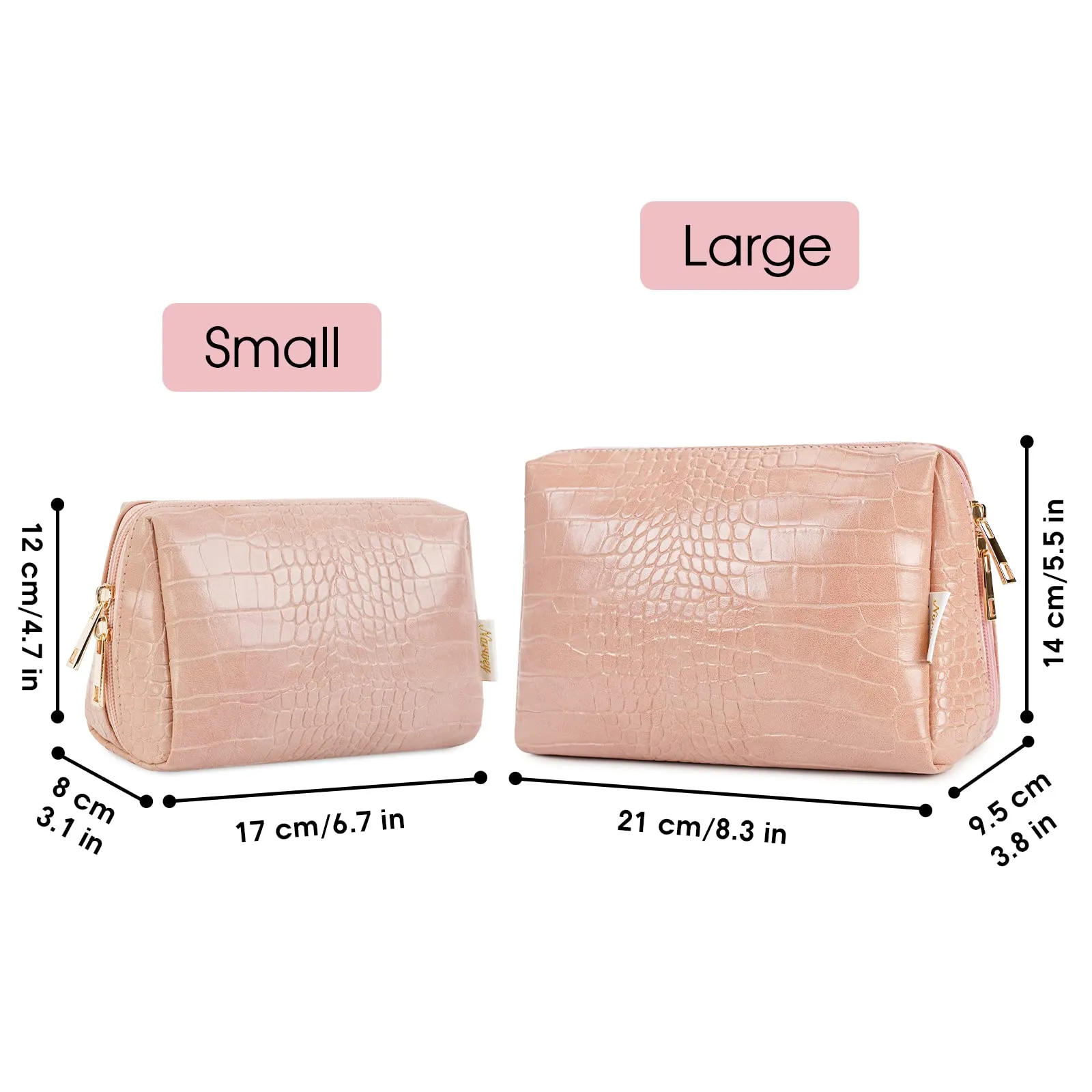 NARWEY Crocodile Grain PU Leather Makeup Bag For Women