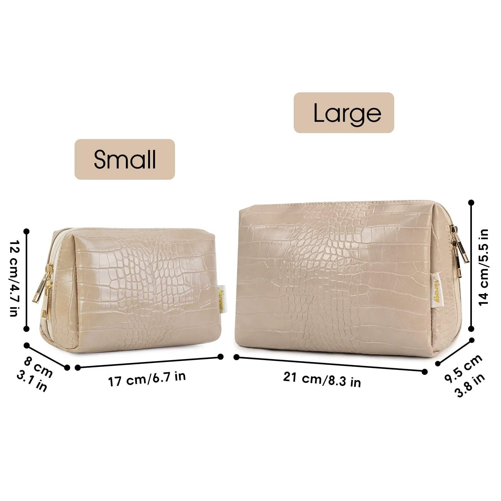 NARWEY Crocodile Grain PU Leather Makeup Bag For Women