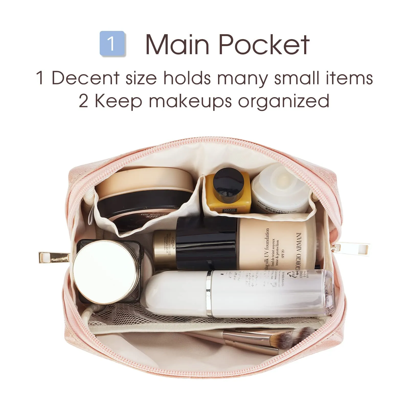 NARWEY Crocodile Grain PU Leather Makeup Bag For Women