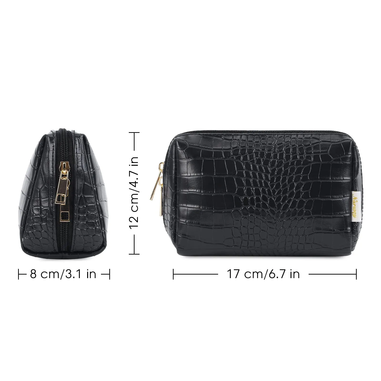 NARWEY Crocodile Grain PU Leather Makeup Bag For Women