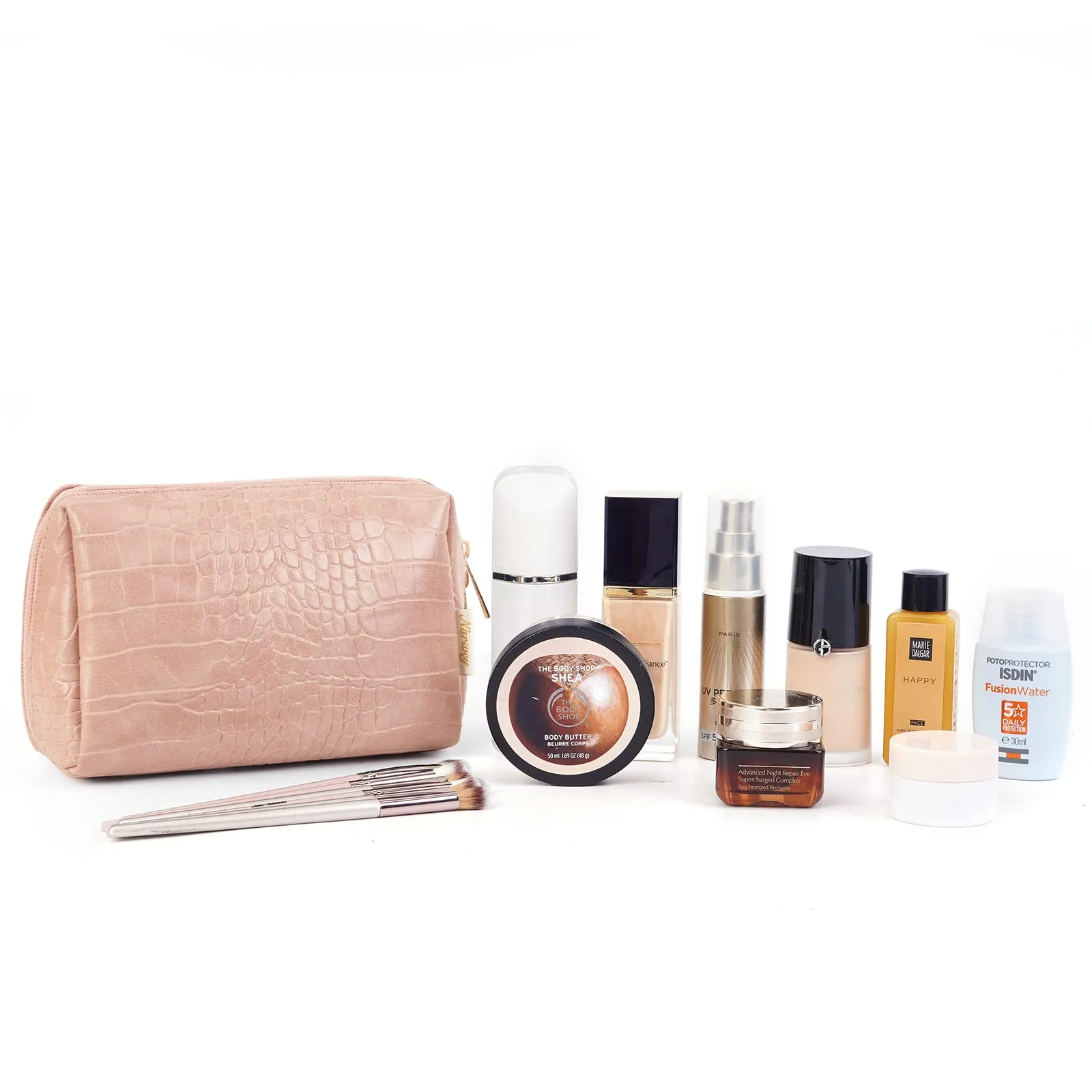 NARWEY Crocodile Grain PU Leather Makeup Bag For Women