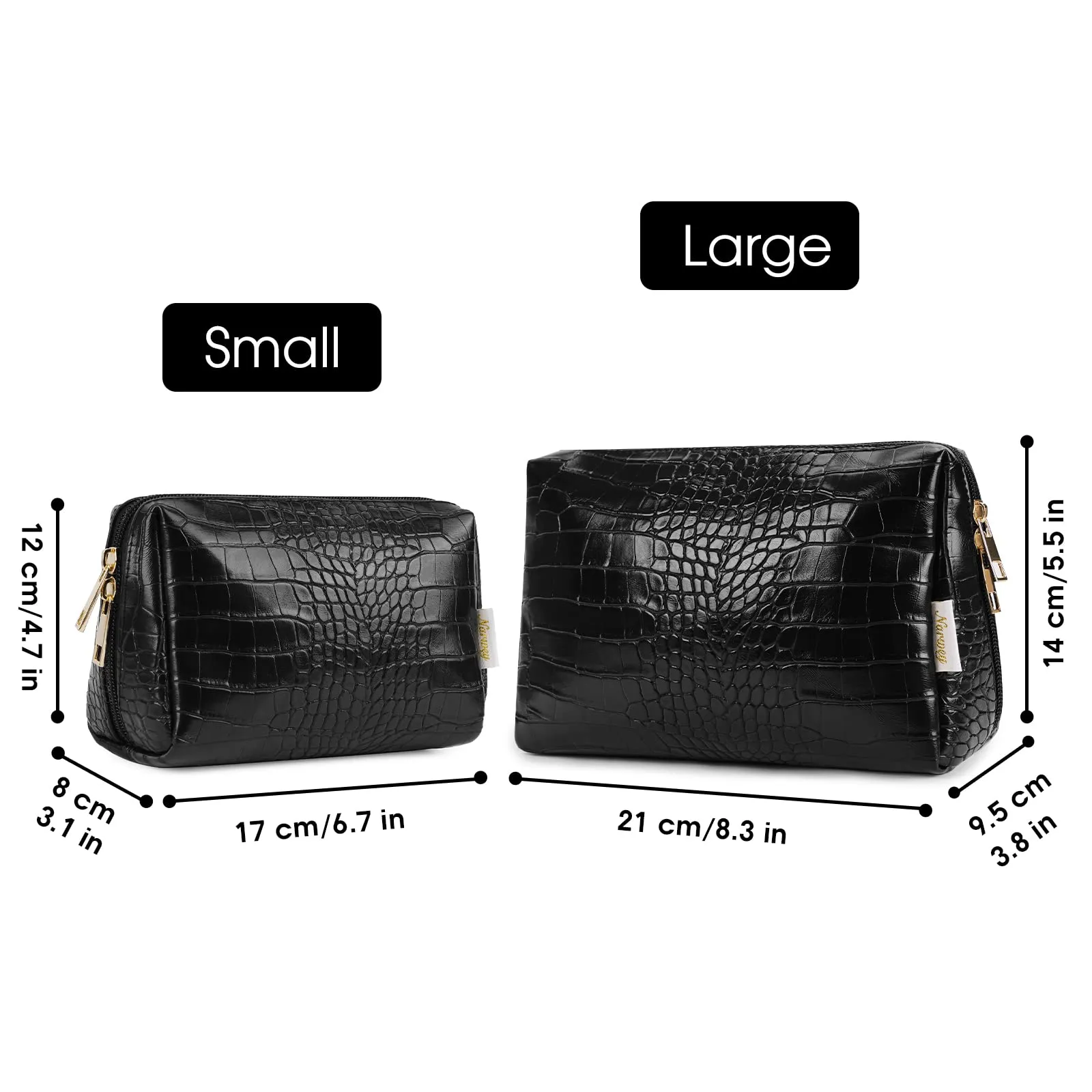 NARWEY Crocodile Grain PU Leather Makeup Bag For Women