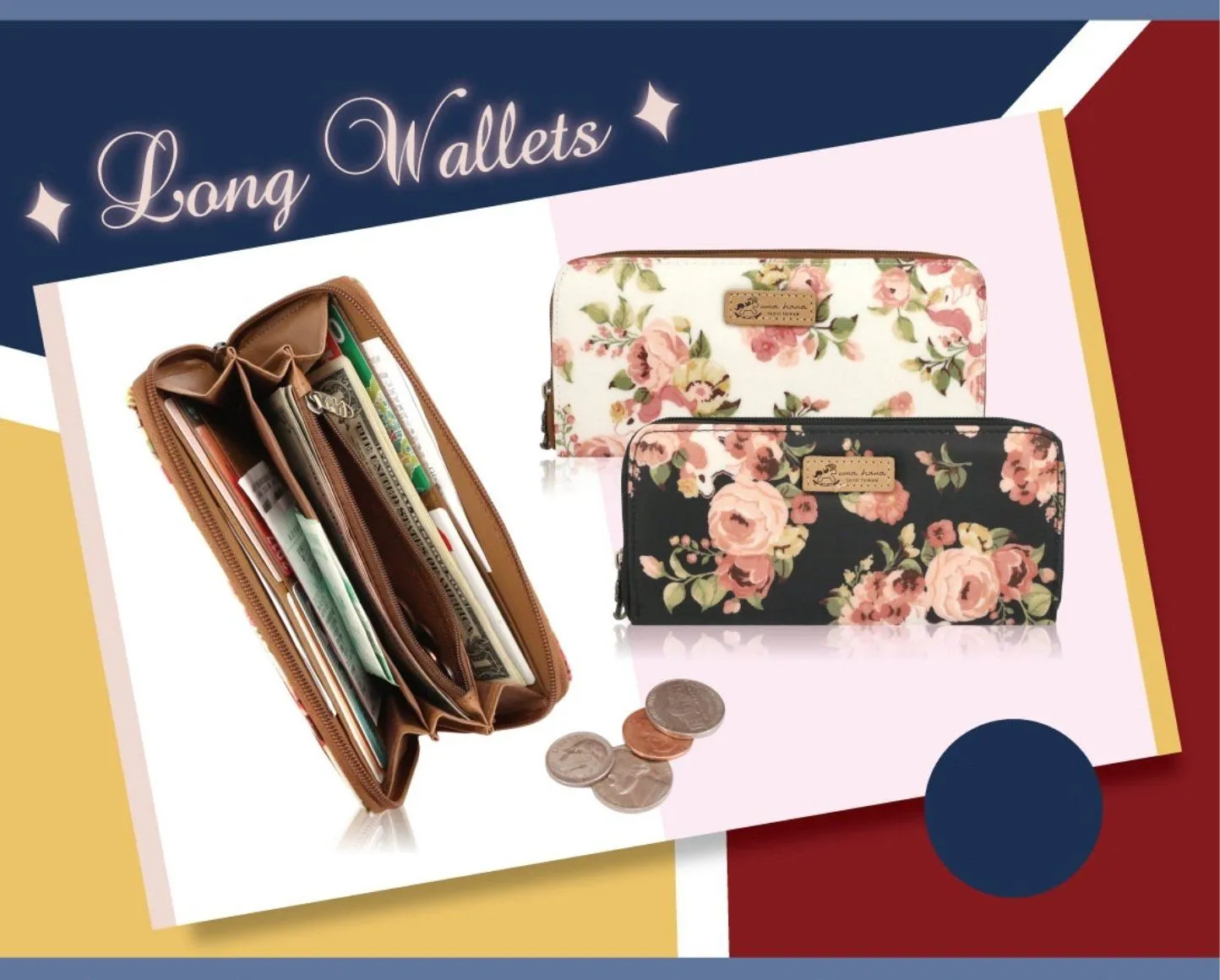 Navy Blue Shiba Inu Long Wallet