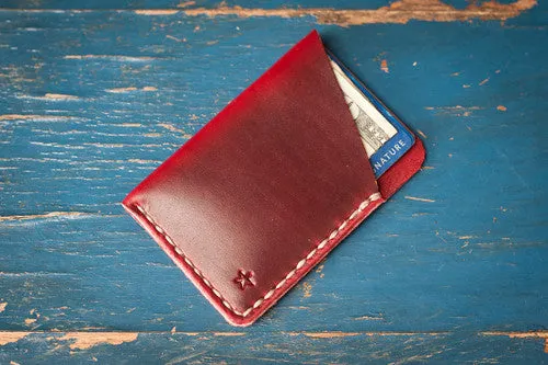 One Star Leather Minimalist Wallet - Burgundy