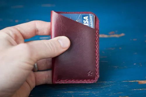 One Star Leather Minimalist Wallet - Burgundy