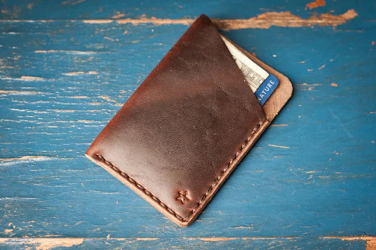 One Star Leather Minimalist Wallet - Mahogany