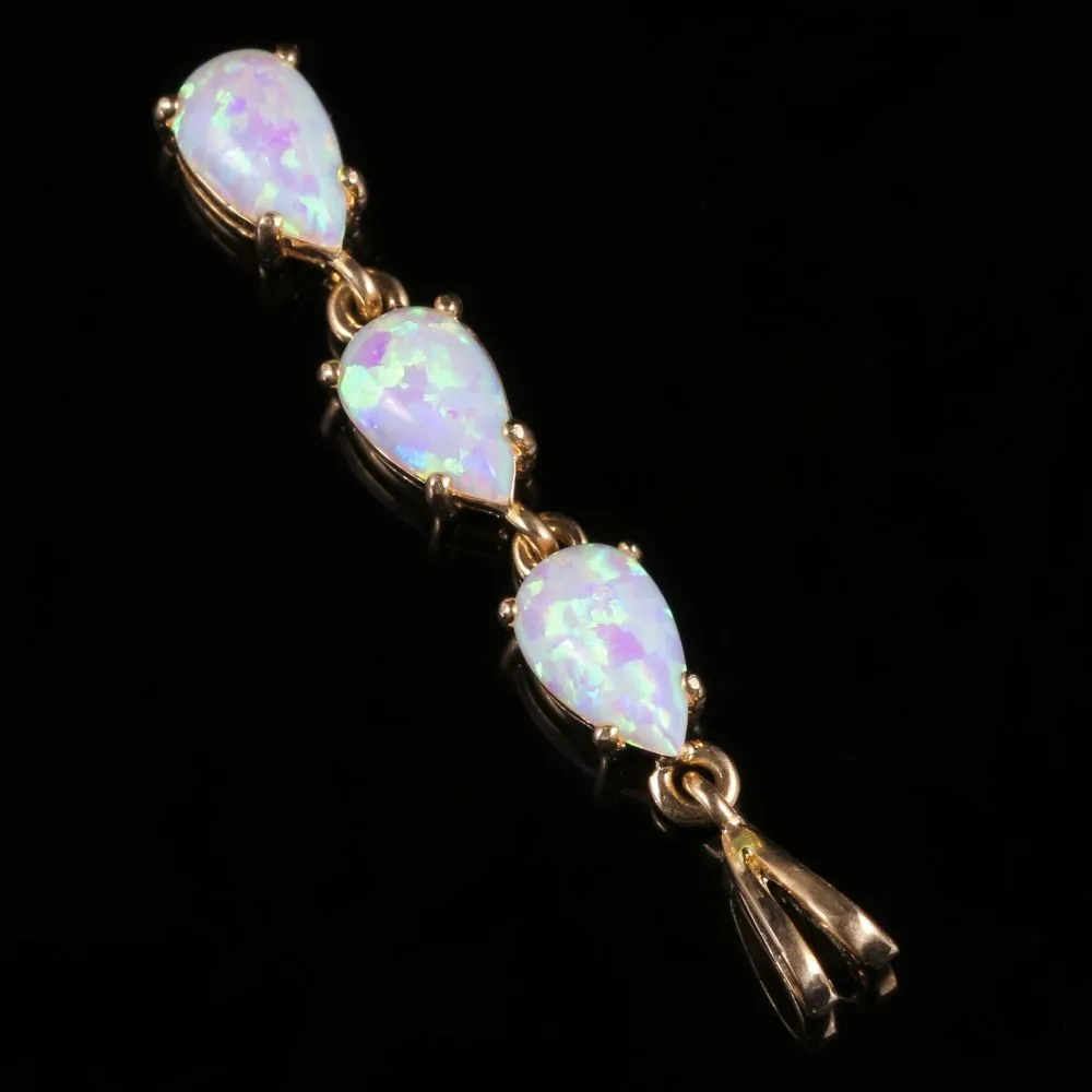 Opal Gold Dropper Pendant 9Ct Yellow Gold 1.80Ct Opal