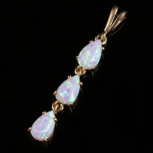 Opal Gold Dropper Pendant 9Ct Yellow Gold 1.80Ct Opal