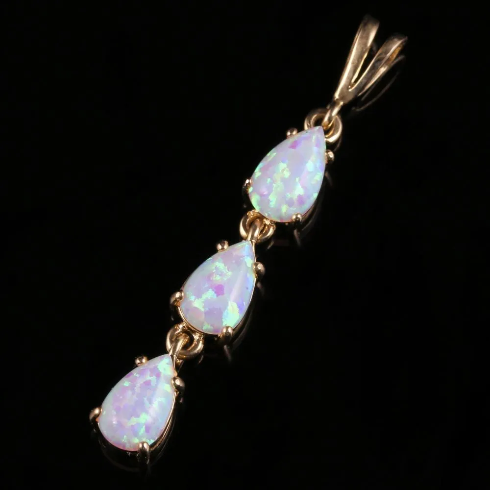 Opal Gold Dropper Pendant 9Ct Yellow Gold 1.80Ct Opal