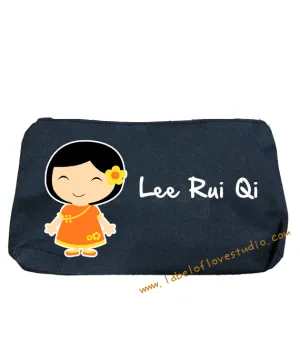 Oriental Girl in Orange Pencil Case