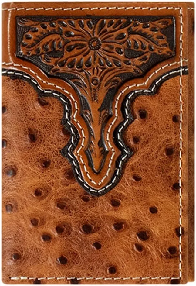 Ostrich Print Trifold Wallet