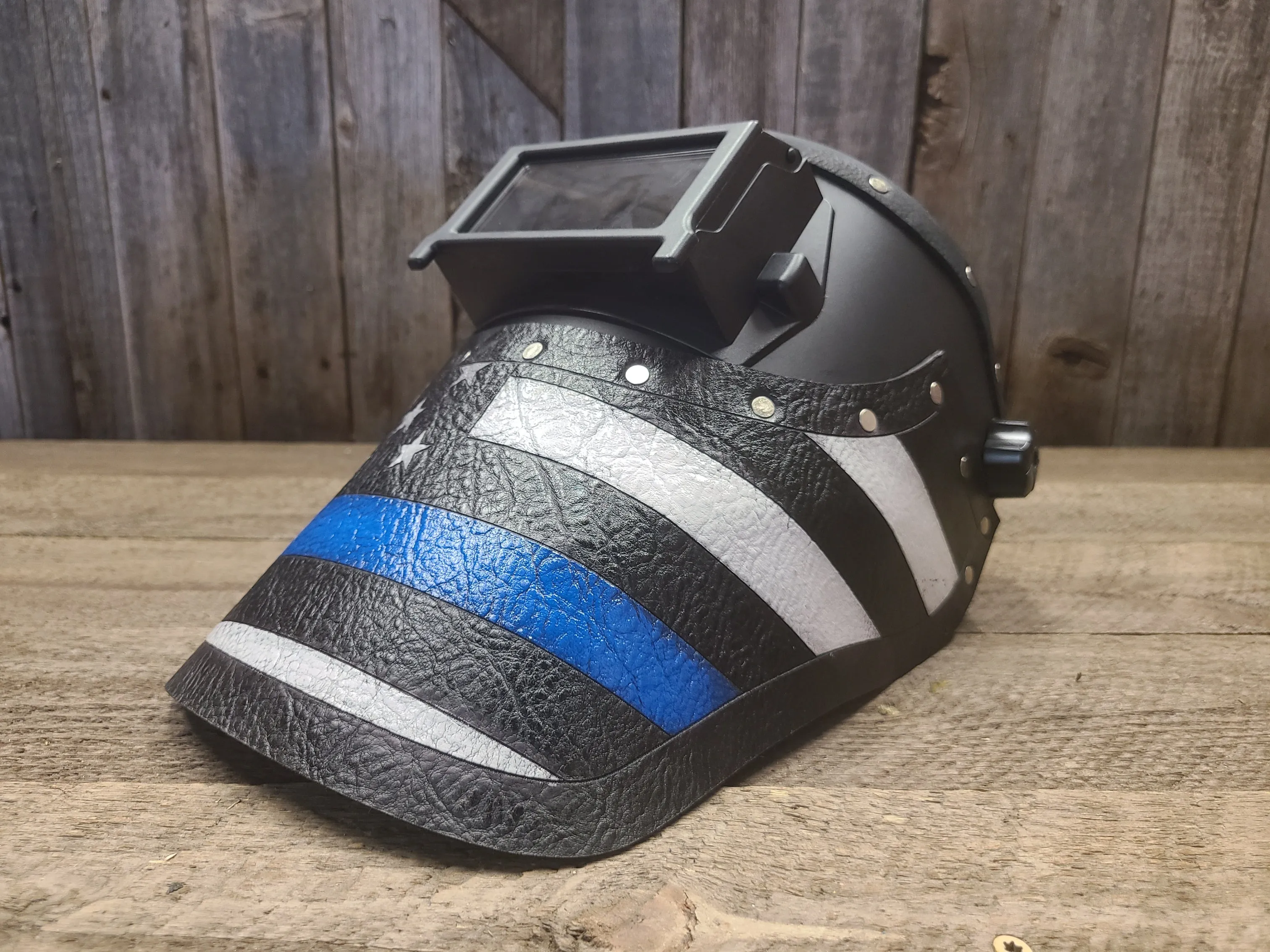 Outlaw Leather - Welding Hood - Blue Lives USA Flag