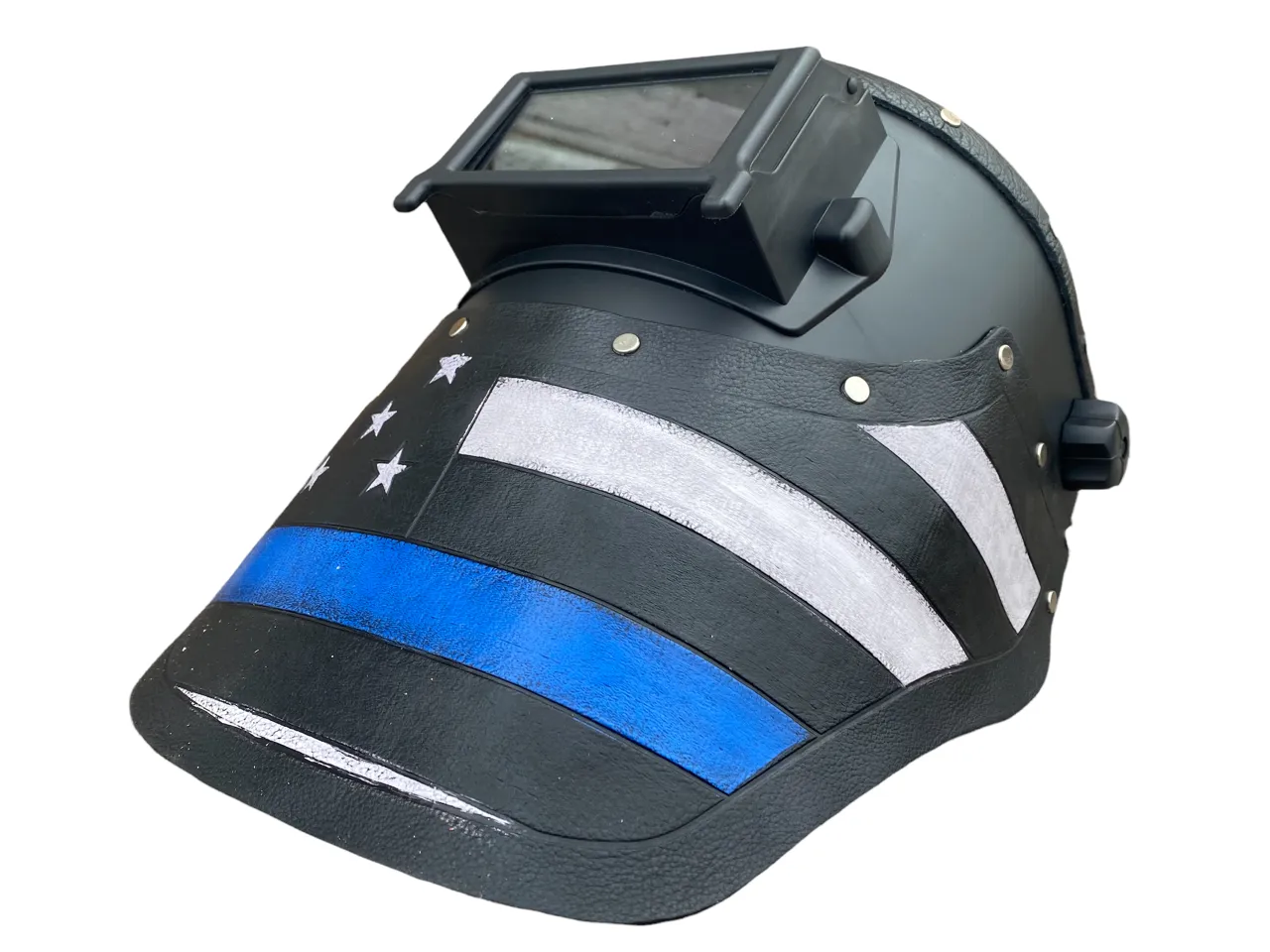 Outlaw Leather - Welding Hood - Blue Lives USA Flag