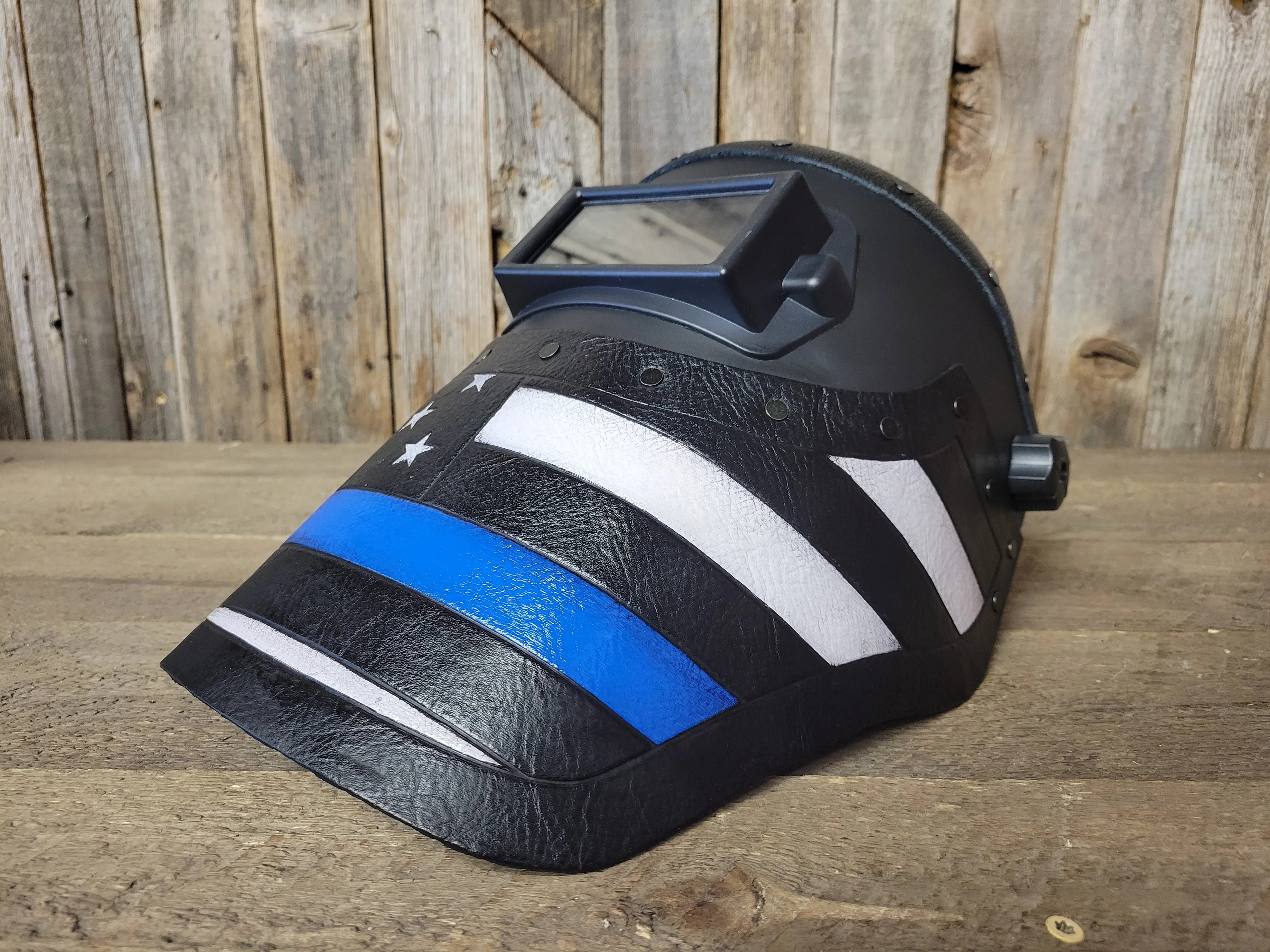 Outlaw Leather - Welding Hood - Blue Lives USA Flag