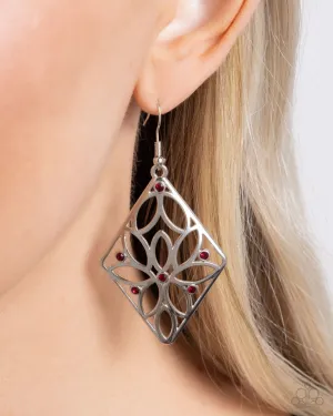 Paparazzi Earring ~ Pumped Up Posies - Red