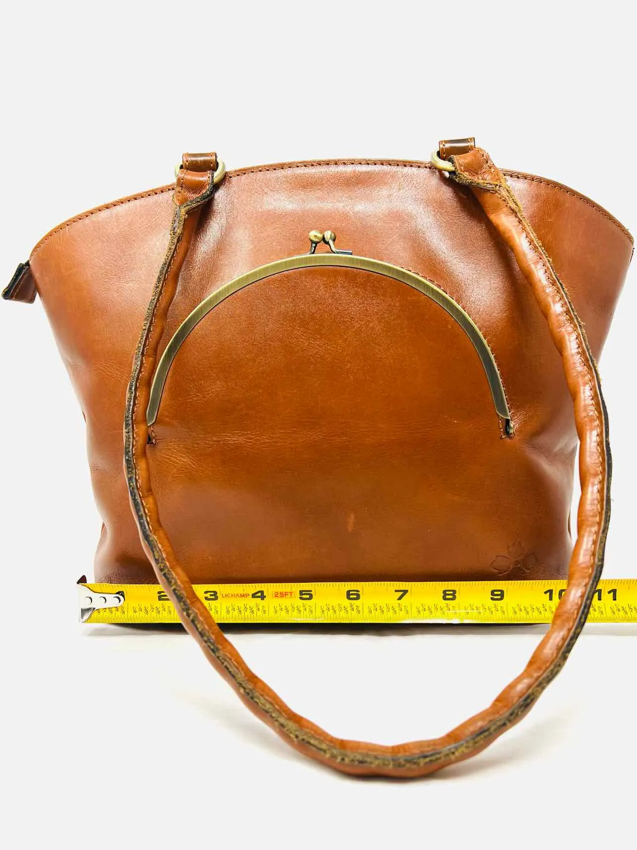 Patricia Nash Cognac Shoulder Bag Turn-lock Leather W/ BAG! Designer Tote