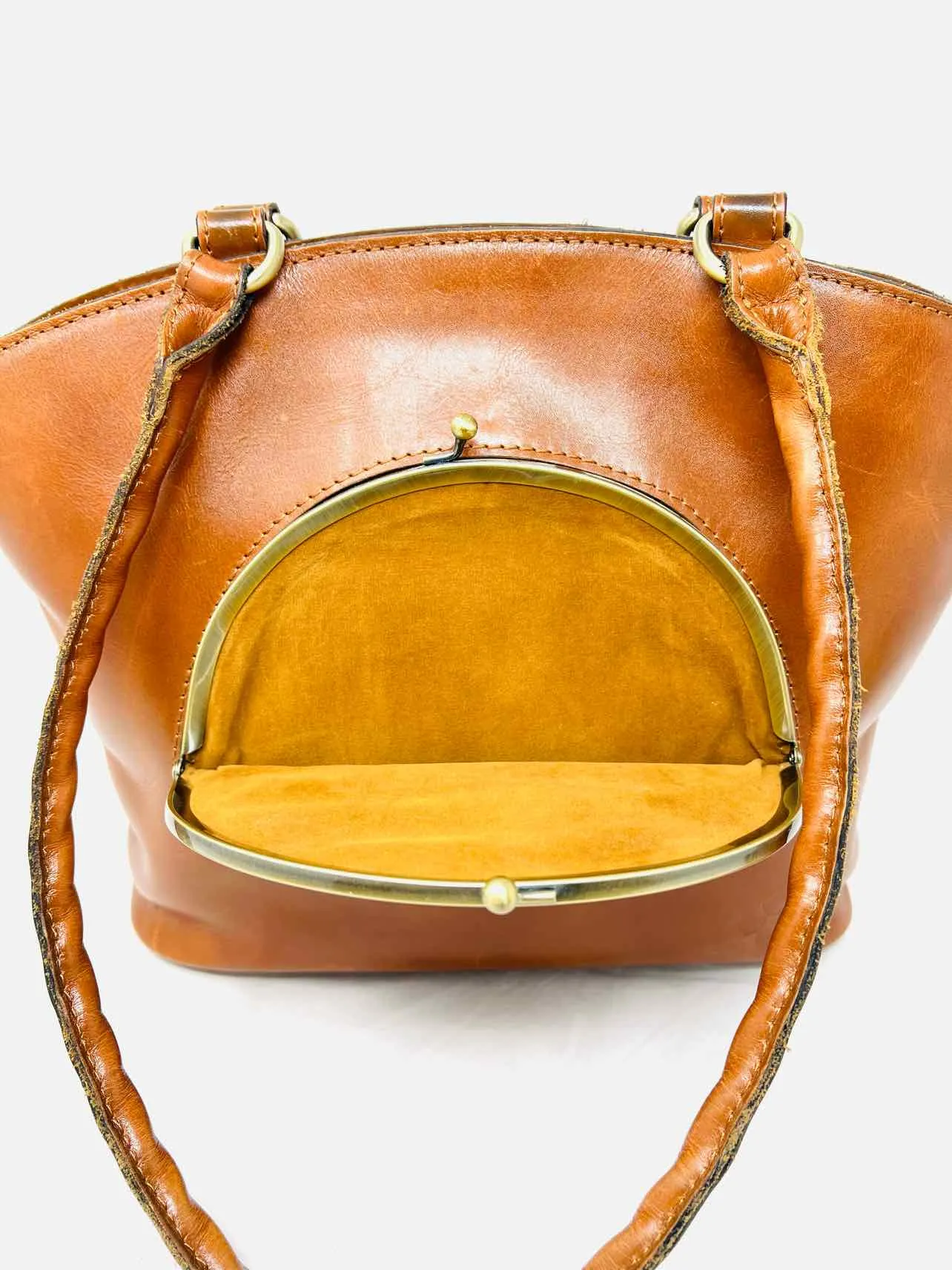 Patricia Nash Cognac Shoulder Bag Turn-lock Leather W/ BAG! Designer Tote