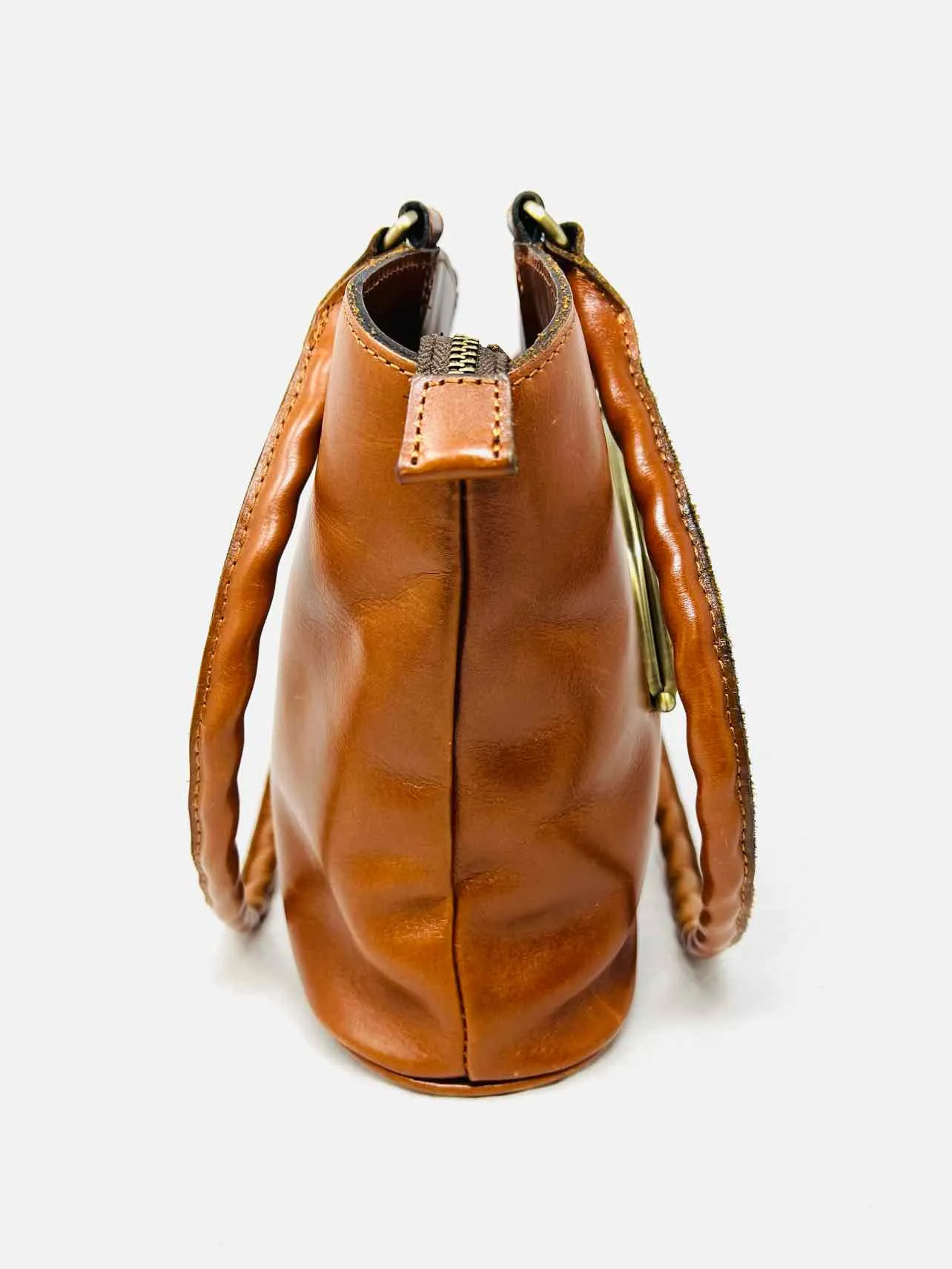 Patricia Nash Cognac Shoulder Bag Turn-lock Leather W/ BAG! Designer Tote