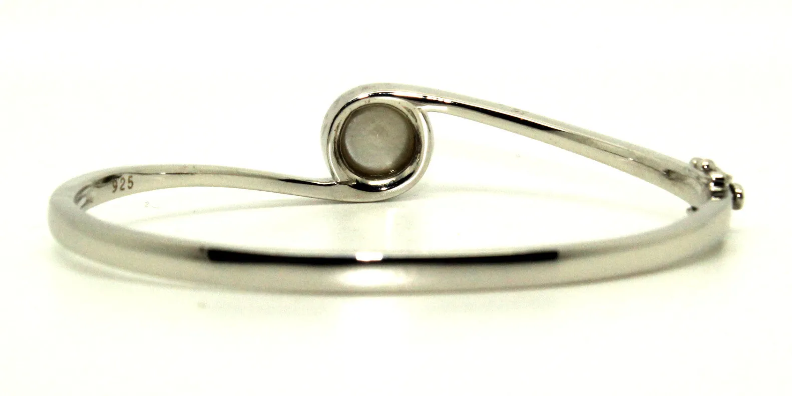 Pearl Cross Silver Bangle