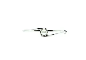 Pearl Cross Silver Bangle
