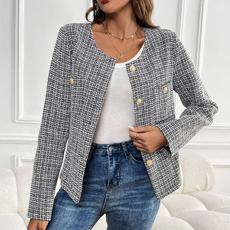 PEOPLETERRITORY New New autumn and winter new  Xiaoxiangfeng top design jacket  plaid cardigan