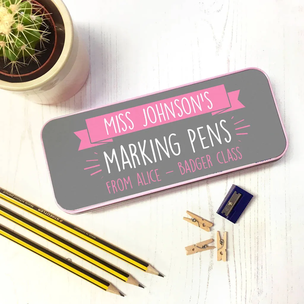 Personalised Marking Pens Tin Case Teachers Gift