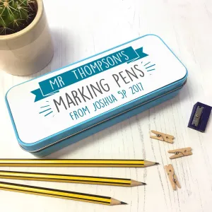 Personalised Marking Pens Tin Case Teachers Gift